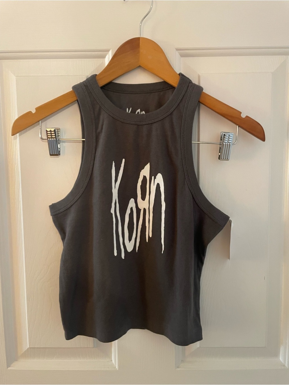 Official Korn Logo Light Black Tank Top (size petite medium )